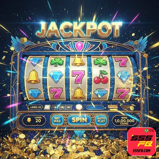 Imagem do jogo de caça-níqueis no site 555fb, com símbolos coloridos na tela. Acesse 555fb para jogar agora.